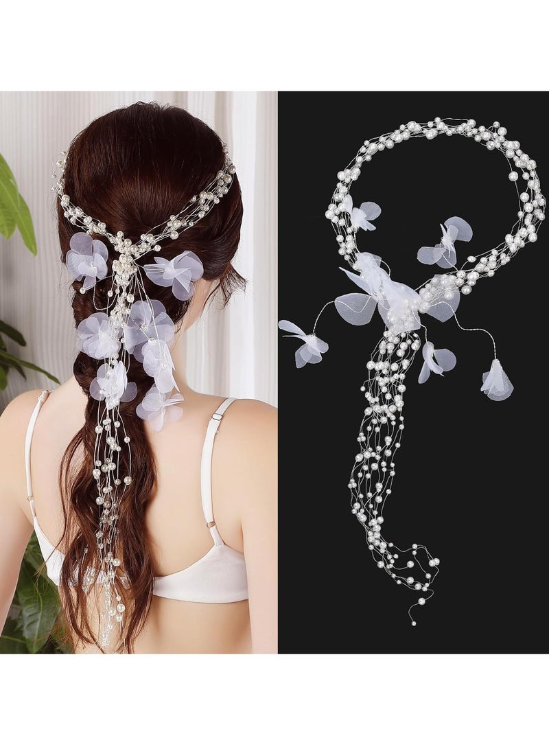 KASTWAVE Bridal Wedding Hair Vine, Bridal Headband Flower Girl Headpiece, Floral Crown Bridal Wedding Prom Hair Vine Hair Accessories for Women - Image 1