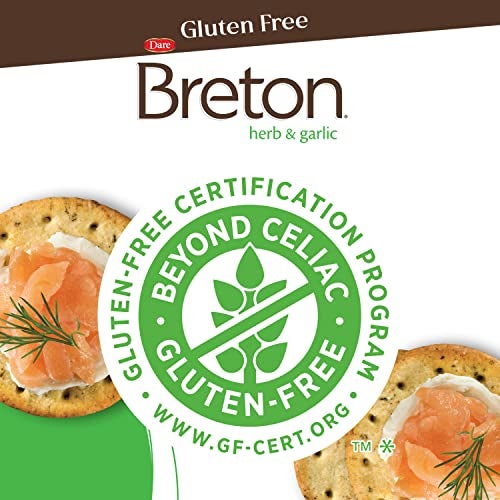 Dare Breton Gluten Free Crackers, Herb and Garlic (Pack of 6) – Healthy Gluten Free Snacks with No Artificial Colors or Flavors – Made with Tapioca Flour and Green Lentil Flour, 4.76x6oz - Image 2