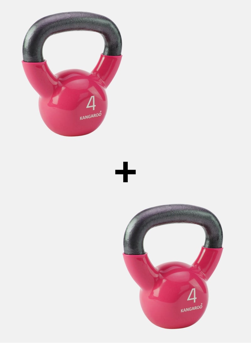 Kangaroo Kettlebell Bundle 4+4 kg – Cast Iron with Vinyl Coating, Durable Strength & Fitness Equipment - Image 1