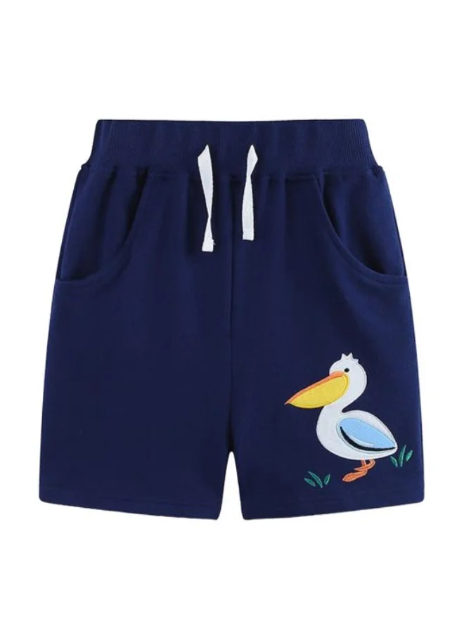 YUNIQEE Blue Regular Fit Mid Rise Printed Shorts
