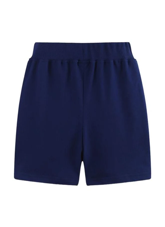 YUNIQEE Blue Regular Fit Mid Rise Printed Shorts