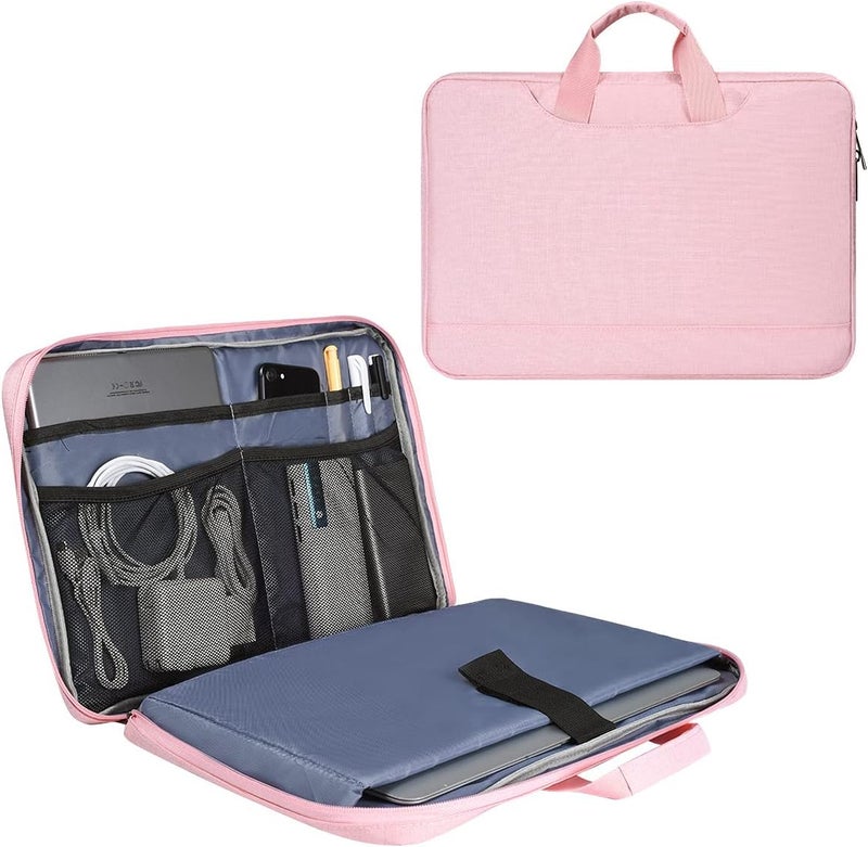 imComor 15.6 Inch Laptop Sleeve TSA Case for Women Ladies Bag for Macbook Pro 16" M4 M3 M2 M1, Lenovo Ideapad 15.6", HP Envy/Victus 15.6, Dell Inspiron 15, Acer Aspire/Nitro 15, ASUS MSI Macbook 15 Case, Pink - Image 1