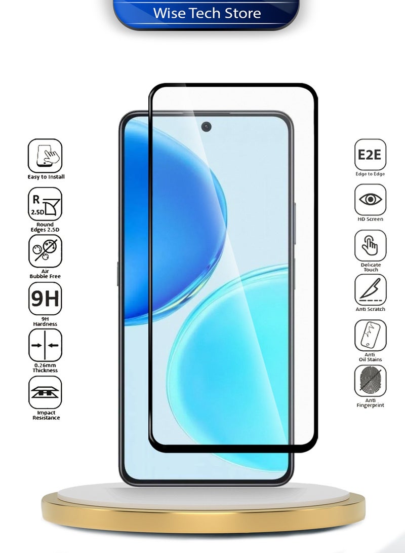 دبليو تيك واقي شاشة زجاجي مقسّى كامل مع غطاء كامل من سلسلة Honor X8d 4G 2025 Premium E2E (MSGECN) - شفاف/أسود - Image 2