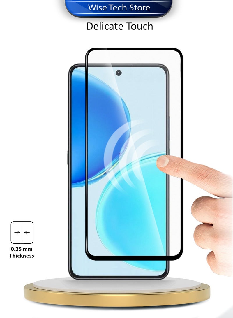 دبليو تيك واقي شاشة زجاجي مقسّى كامل مع غطاء كامل من سلسلة Honor X8d 4G 2025 Premium E2E (MSGECN) - شفاف/أسود - Image 4