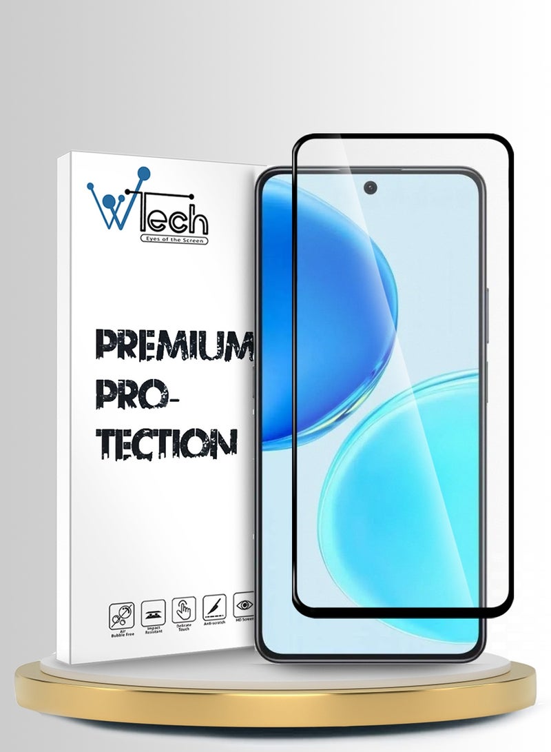 دبليو تيك واقي شاشة زجاجي مقسّى كامل مع غطاء كامل من سلسلة Honor X8d 4G 2025 Premium E2E (MSGECN) - شفاف/أسود - Image 1