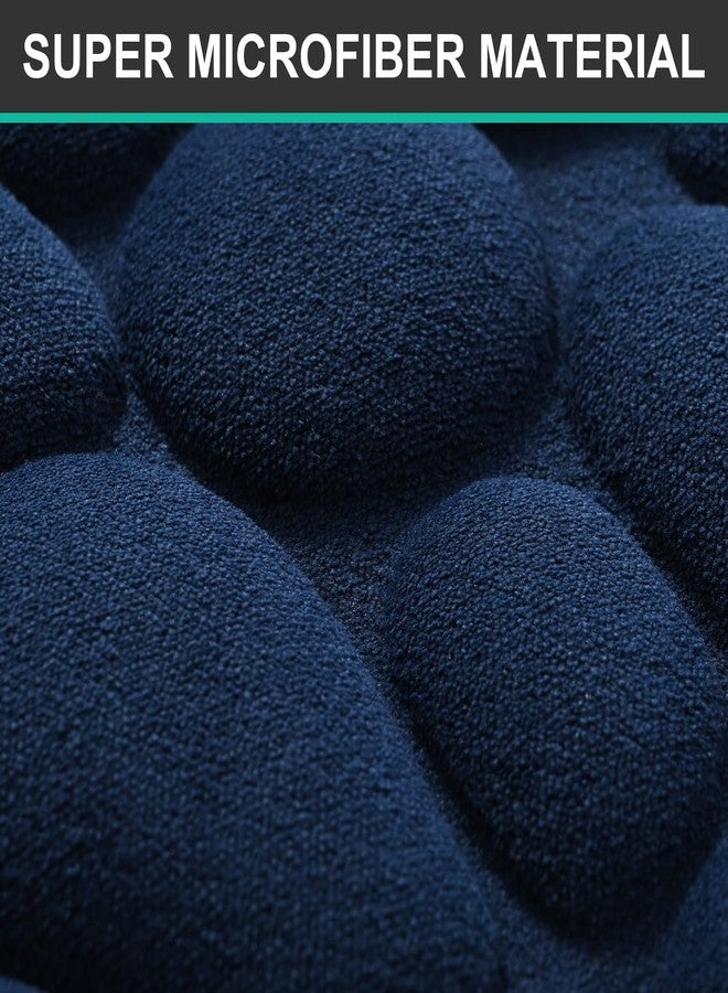 ميفكسين طقم سجاد حمام مكون من قطعتين من إسفنج الذاكرة بنمط الحصى، سجاد حمام ناعم ماص للرطوبة، سجاد حمام ومرحاض، سجادة أرضية مستطيلة (لون كحلي) - Image 3