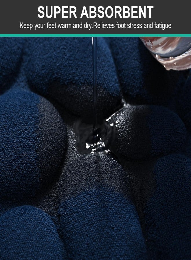 ميفكسين طقم سجاد حمام مكون من قطعتين من إسفنج الذاكرة بنمط الحصى، سجاد حمام ناعم ماص للرطوبة، سجاد حمام ومرحاض، سجادة أرضية مستطيلة (لون كحلي) - Image 4