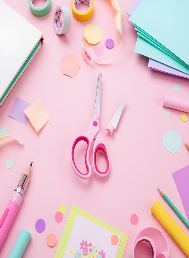 Jowxsx Pink Left Handed Scissor with Cap Blunt Tip Home Use Crafting Scissor Office Arts Cutting Paper Scissors,Cutting Tools - Image 5