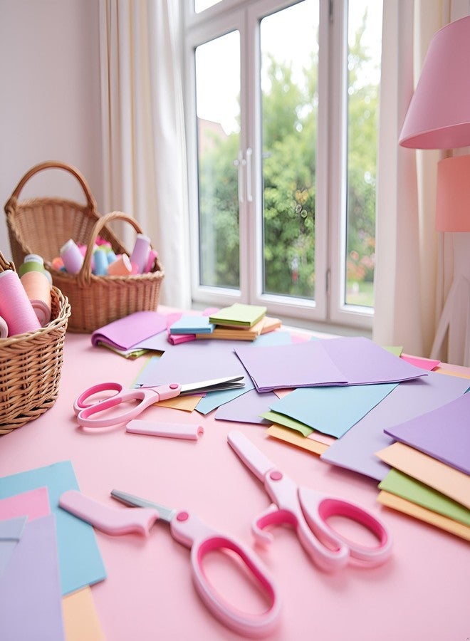 Jowxsx Pink Left Handed Scissor with Cap Blunt Tip Home Use Crafting Scissor Office Arts Cutting Paper Scissors,Cutting Tools - Image 3