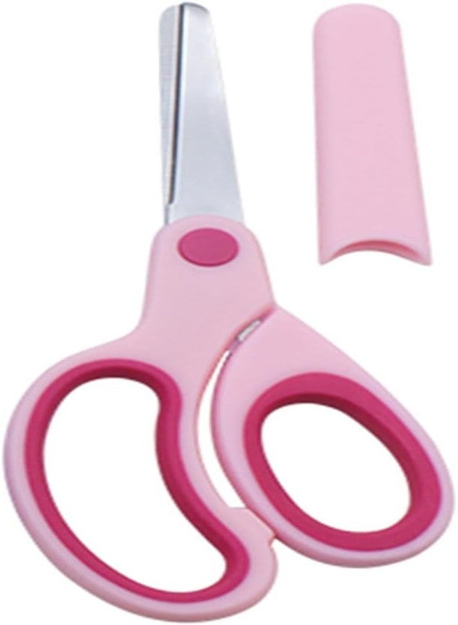Jowxsx Pink Left Handed Scissor with Cap Blunt Tip Home Use Crafting Scissor Office Arts Cutting Paper Scissors,Cutting Tools - Image 1