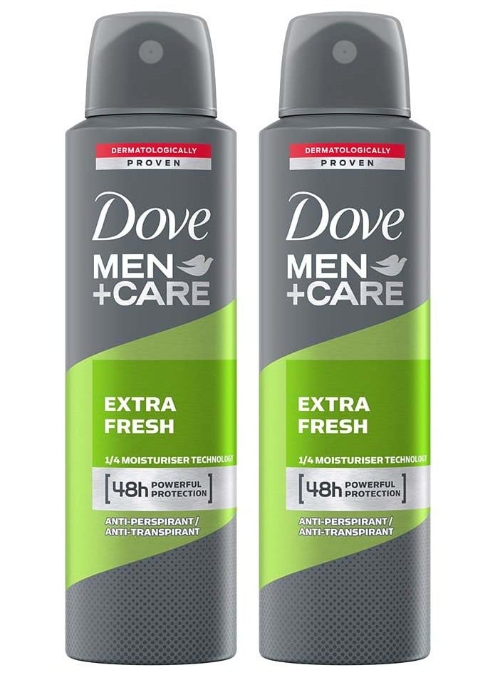 Dove Men + Care Extra Fresh 48H Powerful Protection Spray 2 x 250ml - Image 1