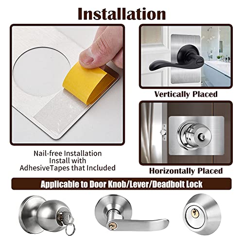 MOSECYOU Thicker Door Knob Plates, Door Reinforcement Plate, Door Knob/Lever/Deadbolt Fixing Filler Cover Plate, Door Lock Repair Plate (4PCS) - Image 5