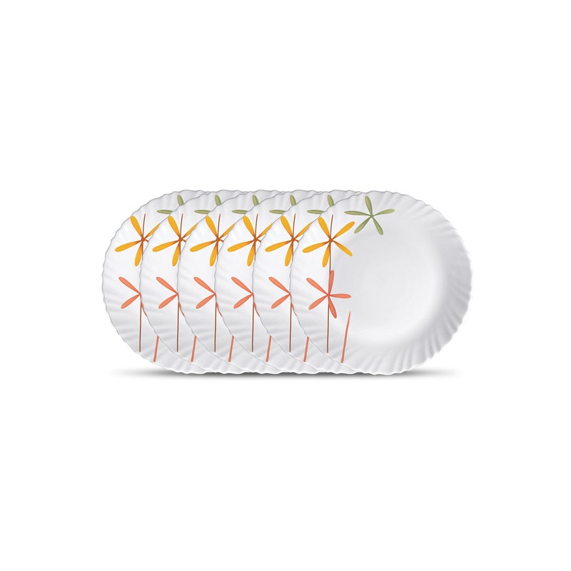 La Opala Novo Collection Opal Glass Crockery | Quarter Plate Set of 6 | Autumn Flower Design | Plates for Snacking & Gifting | Microwave Safe | 100% Vegetarian | Extra Strong | Super Light & White - Image 5