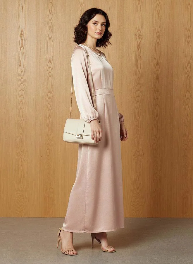 Splash FAV Maxi Satin Evening Dress with Back Slit Detail