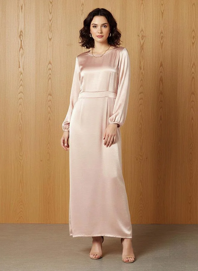 Splash FAV Maxi Satin Evening Dress with Back Slit Detail