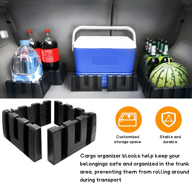 DXNQ 4PCS Multipurpose Cargo Organizer Blocks, Plastic Cargo Storage Organizer Blocks for Wool Carpet Trunk, Grocery Trunk Divider Cargo Containment System for Car SUV Van Trunk - Image 4