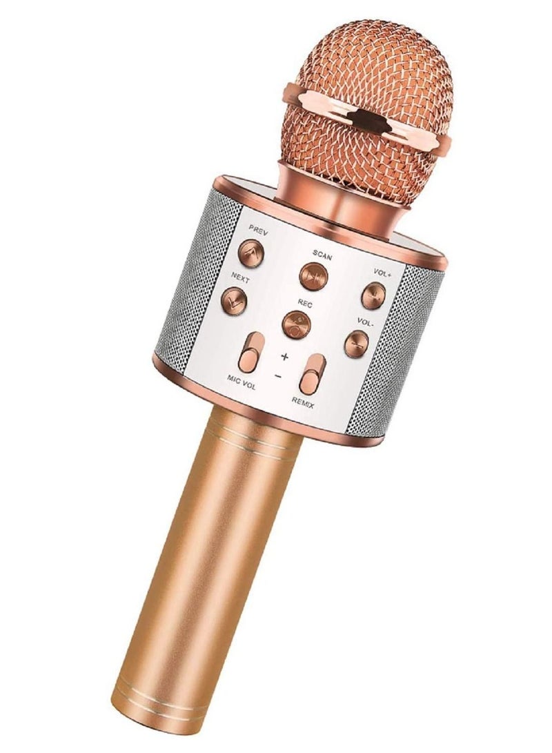 Wireless Bluetooth Karaoke MicrophoneRechargeable Kids Microphone Karaoke MachineProfessional Handheld Karaoke Mic Speaker Home KTV Kids Birthday Party - Best Gifts for Kids Adults (Rose Gold) - Image 1
