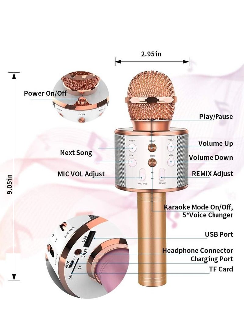 Wireless Bluetooth Karaoke MicrophoneRechargeable Kids Microphone Karaoke MachineProfessional Handheld Karaoke Mic Speaker Home KTV Kids Birthday Party - Best Gifts for Kids Adults (Rose Gold) - Image 2