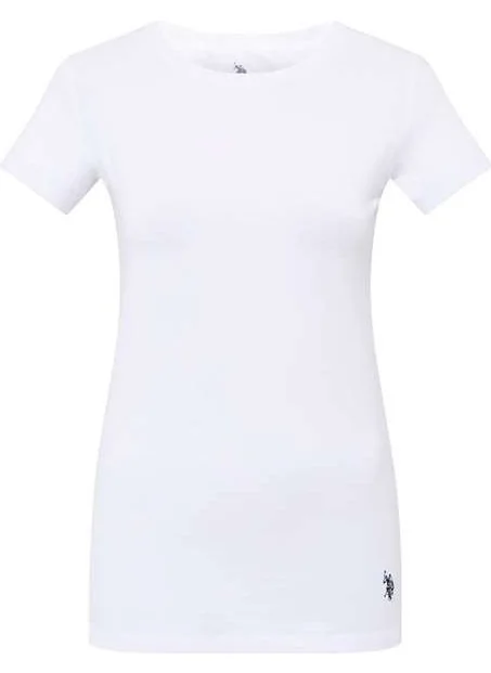 U.S. Polo Assn. BASE. Polo Assn. Women's White Short Sleeve Round Collar T-Shirt 66002