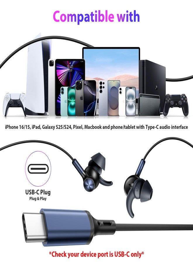 APETOO Wired Ear Buds Running USB-C Headphone w/Anti Fall/Hurt Wingtips for Outdoor/Indoor, Hands-Free Call, Pure Stereo Bass, Noise Isolating in-Ear Earbuds for iPhone 17 16/iPad/Galaxy S25/Android - Image 3