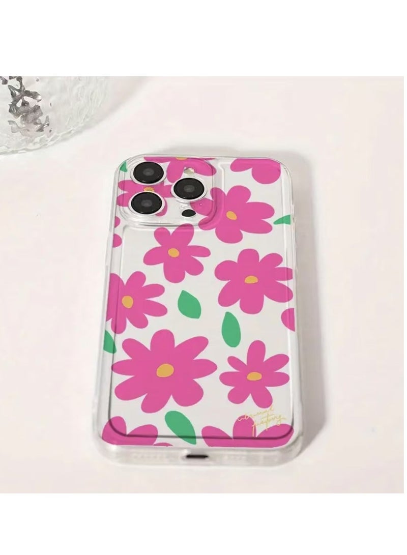 Transparent Pink Floral Space Case for iPhone 16 Pro Max – Shockproof, Scratch-Resistant, Drop Protection - Image 2