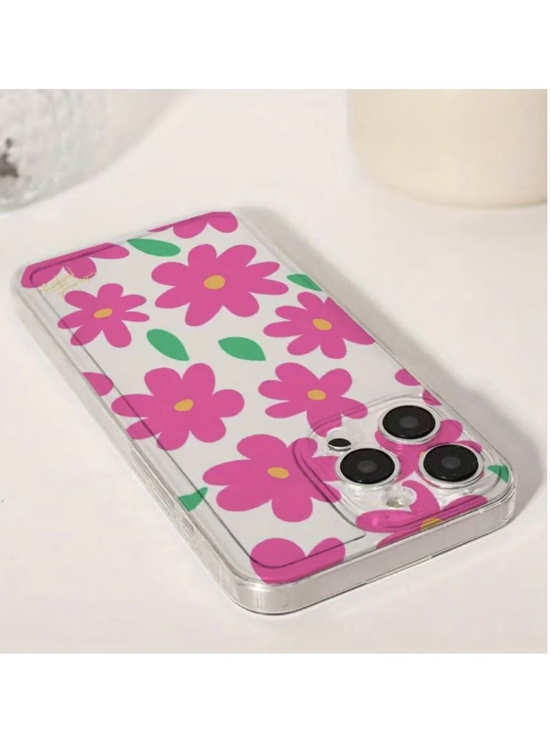 Transparent Pink Floral Space Case for iPhone 16 Pro Max – Shockproof, Scratch-Resistant, Drop Protection - Image 3