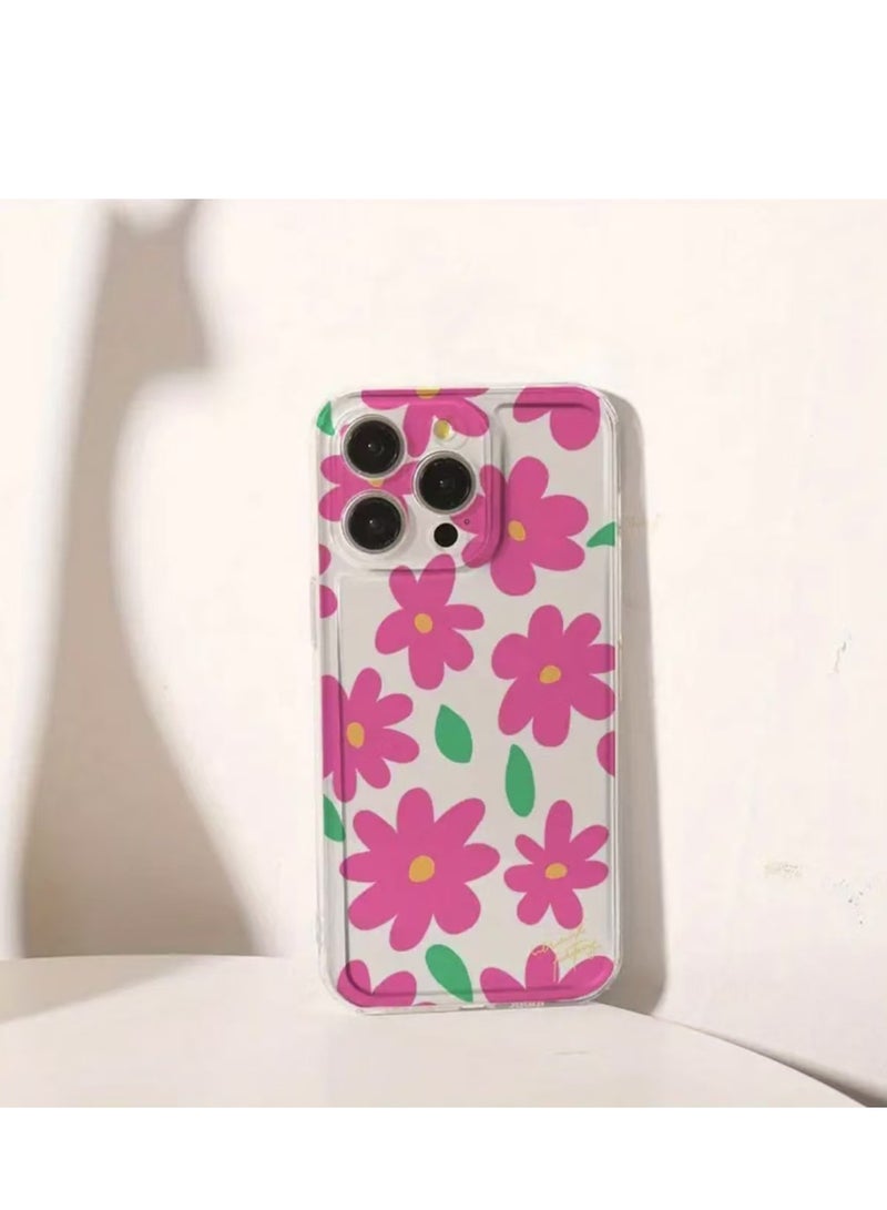 Transparent Pink Floral Space Case for iPhone 16 Pro Max – Shockproof, Scratch-Resistant, Drop Protection - Image 4