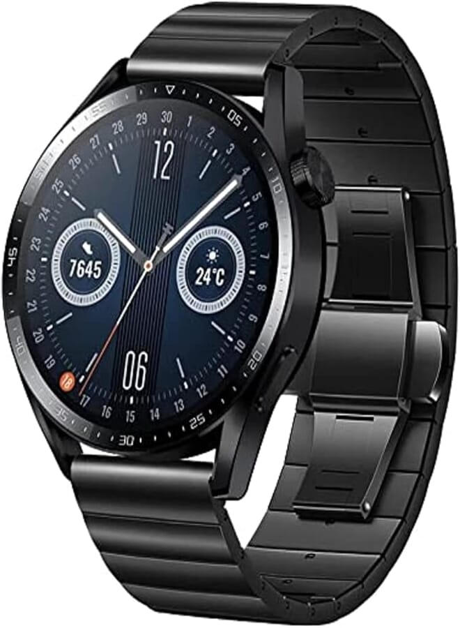 Dado Stainless Steel Replacement Band Compatible with Huawei Watch GT3 46 mm, one bead adjustable length Stainless Steel strap