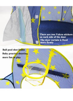 Gonice Kid Play Tent Baby Playpen, Foldable Baby Kids Playpen Activity Center Room, Baby Furniture Play Yard with Basketball Hoop, Sturdy Playpen with Anti-Slip Base (Blue)  - Image 4