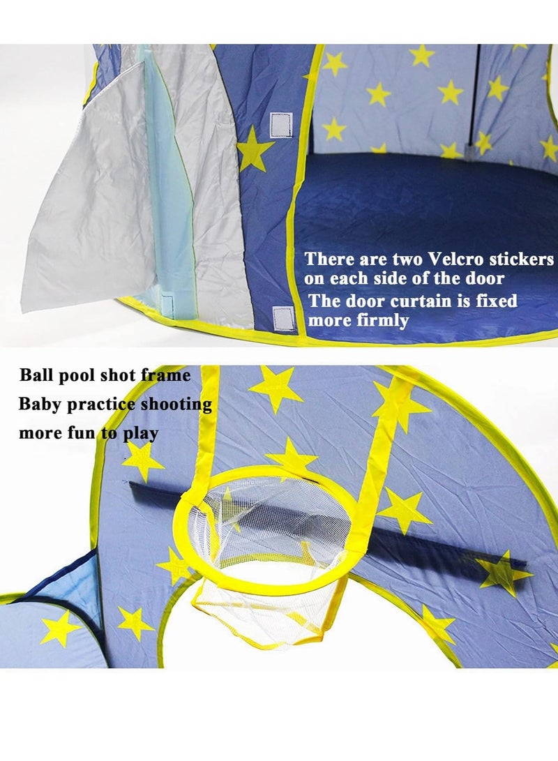 Gonice Kid Play Tent Baby Playpen, Foldable Baby Kids Playpen Activity Center Room, Baby Furniture Play Yard with Basketball Hoop, Sturdy Playpen with Anti-Slip Base (Blue)  - Image 4