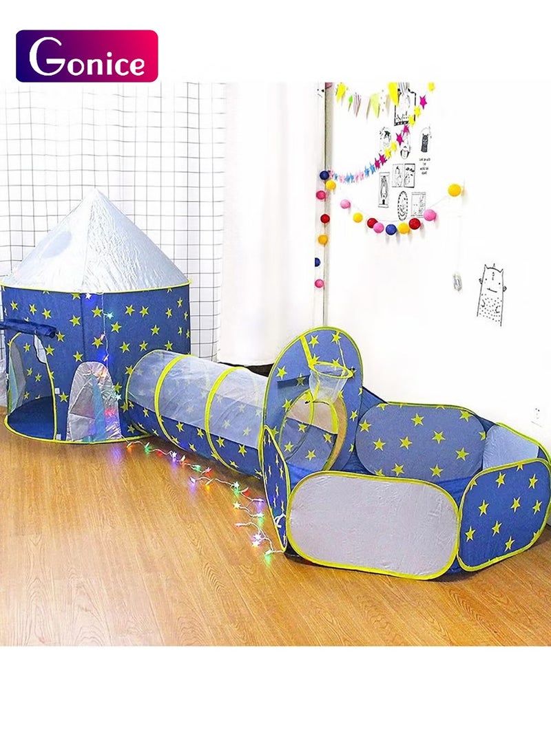 Gonice Kid Play Tent Baby Playpen, Foldable Baby Kids Playpen Activity Center Room, Baby Furniture Play Yard with Basketball Hoop, Sturdy Playpen with Anti-Slip Base (Blue)  - Image 1