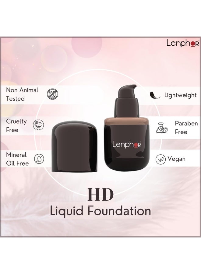 LENPHOR Professional Semi-Matte Waterproof HD Foundation Suitable for All Skin Types Honey 30ml | High Coverage Liquid Foundation Suitable for All Skin Types - Image 3