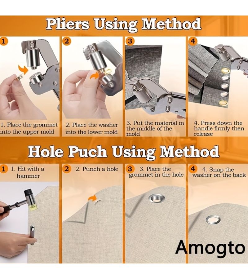 200Pcs Curated Luxury Grommet Tool Set With Hole Punch Pliers Hammer And Metal Eyelets For Tarp Repair And Installation 10mm - Image 5