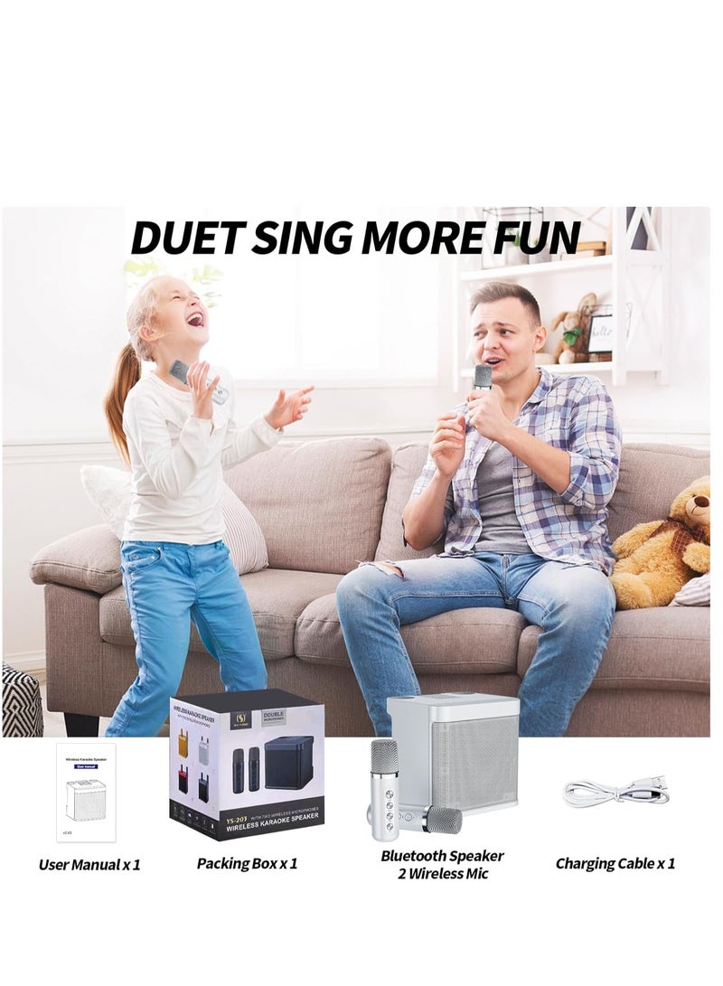 JAJEEK Karaoke Machine for Adults and Kids, Portable Bluetooth Karaoke Speaker with 2 Wireless Microphones, PA Speaker System for Indoor & Outdoor Parties, Family Gatherings, and Events (White) - Image 3