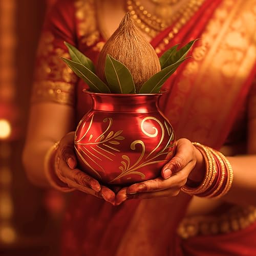 HOKOYA Brass Kalash For Puja (Brass Kalash, 500 ML) - Image 1