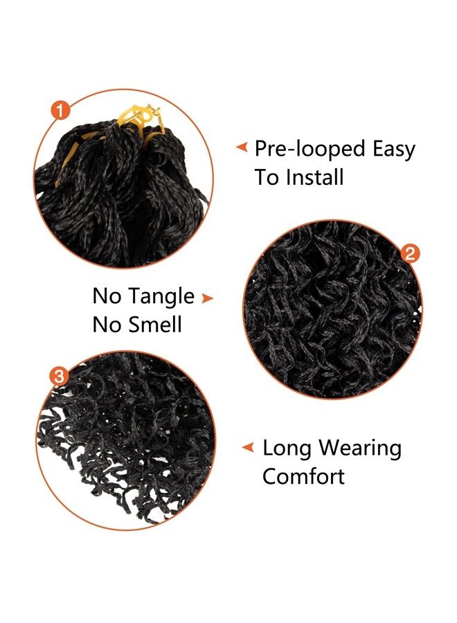8Packs 55 Inch Wavy Small Box Braids Crochet Hair Curly ZiZi Braids Long Synthetic Hand Crochet Braids 28 Strands/Pack Wave Crochet Box Braid Hair Extensions for Women Black Color (1#)