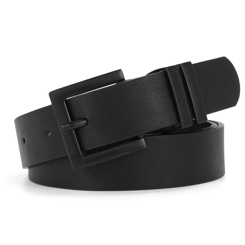 Sansths Women's Leather Belt for Jeans Pants Dresses Fashion Ladies Belt Black Waist Belt for Women,Black,S - Image 1