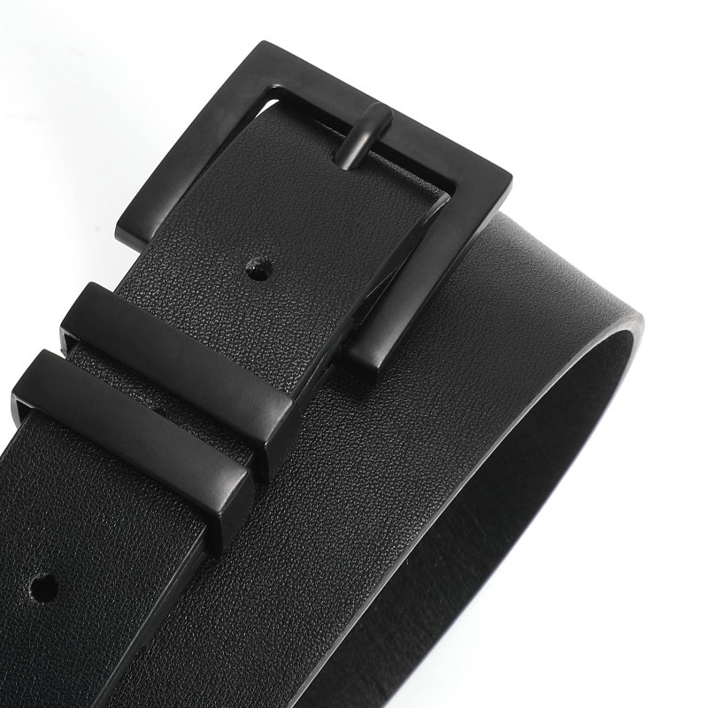 Sansths Women's Leather Belt for Jeans Pants Dresses Fashion Ladies Belt Black Waist Belt for Women,Black,S - Image 2
