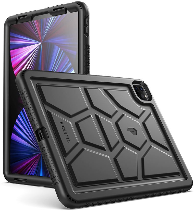 Poetic TurtleSkin Heavy Duty Case Designed for iPad Pro 11 Inch 4th Gen 2022 3rd Gen 2021 2nd Gen 2020 1st Gen 2018 Rugged Shockproof Drop Protection Kids Friendly Silicone Cover Case Black