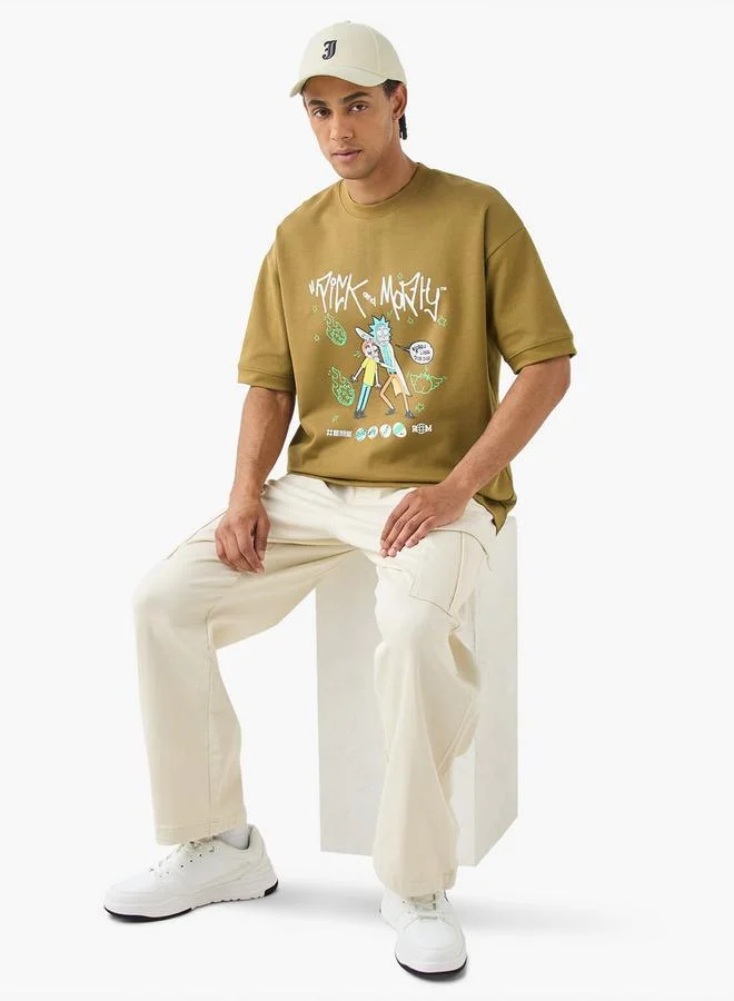 SP Characters Rick and Morty Print T-shirt with Crew Neck and Short Sleeves