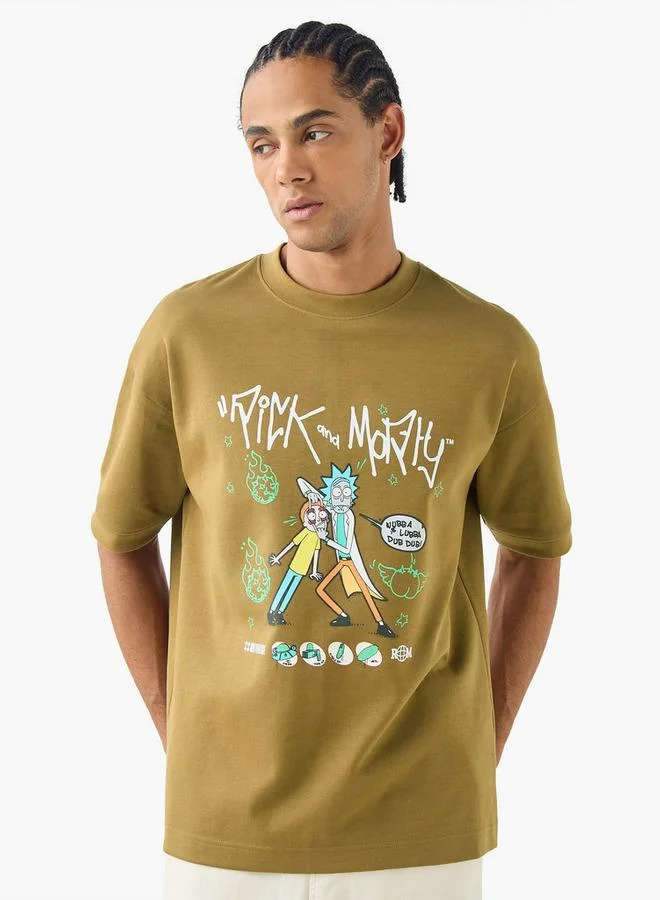 SP Characters Rick and Morty Print T-shirt with Crew Neck and Short Sleeves