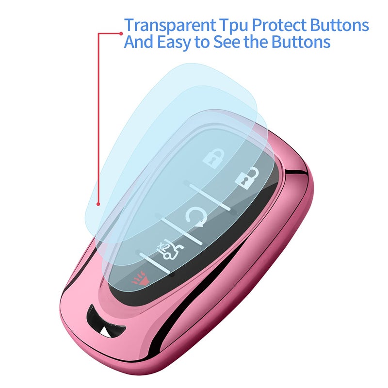 Sindeda for Chevrolet Key Fob Cover With Keychain Soft TPU Full Protection Key Shell Case Compatible with Chevrolet 2016-2025 Chevy Malibu Camaro Cruze Traverse Sonic Volt Bolt Equinox-Pink - Image 4