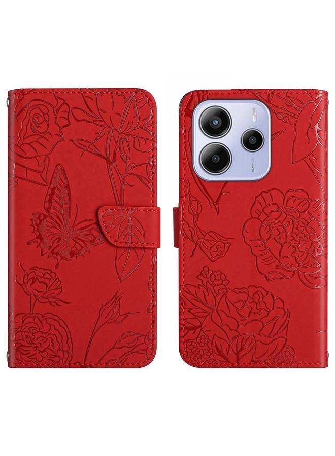 S-TOP Case For Redmi Note 14 4G 164.84mm EU Version Skin Feel Butterfly Embossed Flip Leather Phone Case - Image 1