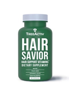 TreeActiv TreeActiv Hair Savior, Hair Vitamins for Faster Hair Growth, Hair Growth Supplement with Biotin, Vitamins for Hair Growth Women and Men, Hair Growth Vitamins and Collagen Supplements, 60 Capsules  - Image 1
