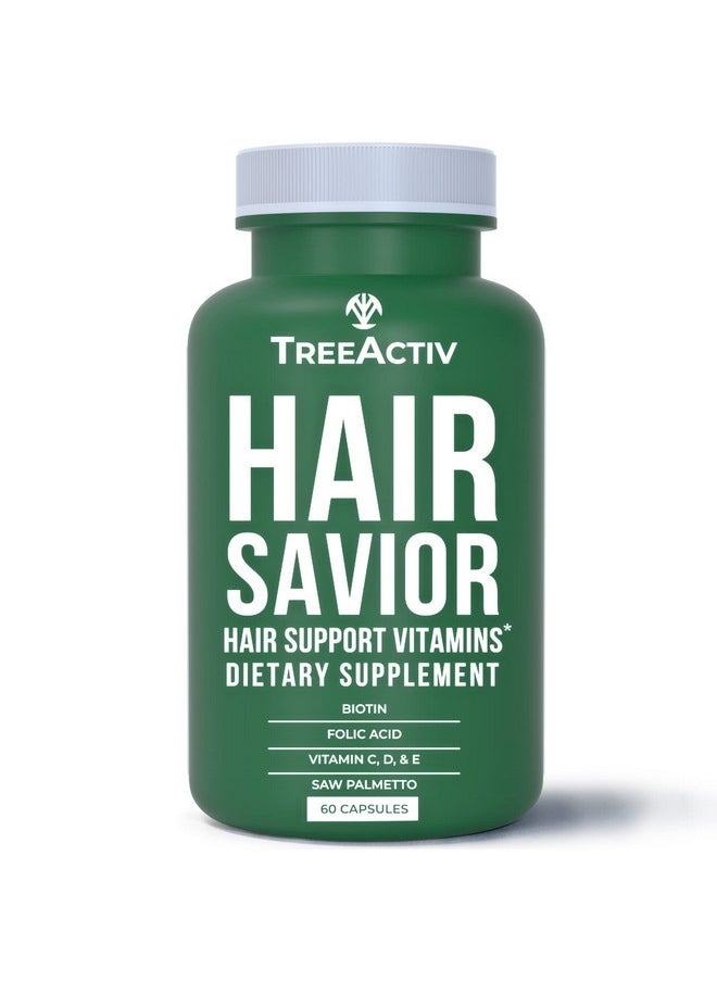 TreeActiv TreeActiv Hair Savior, Hair Vitamins for Faster Hair Growth, Hair Growth Supplement with Biotin, Vitamins for Hair Growth Women and Men, Hair Growth Vitamins and Collagen Supplements, 60 Capsules  - Image 1
