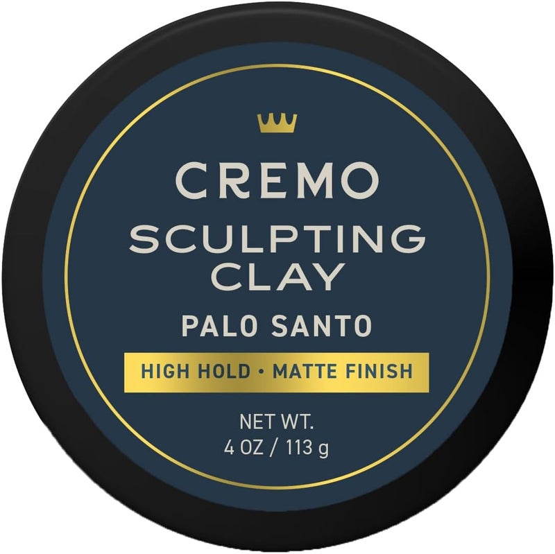 cremo Premium Barber Grade Hair Styling Palo Santo (Reserve Collection) Sculpting Clay, High Hold, Matte Finsh, 4 Oz - Image 1