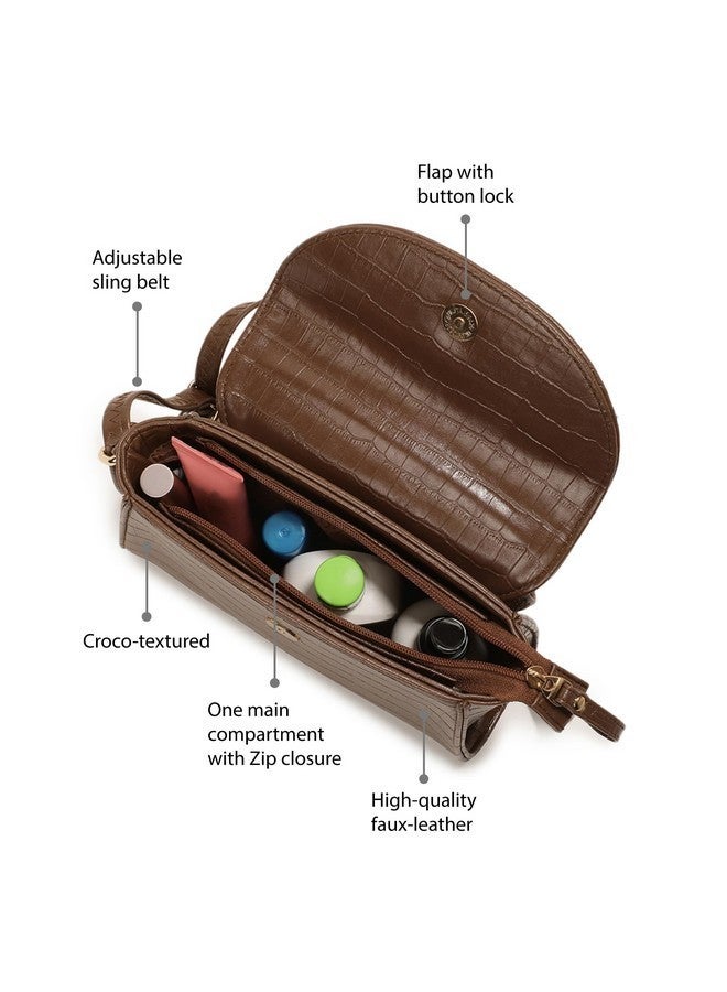 Fastrack Croco Textured Brunch Sling Bag for Women, Girls and Ladies | Ladies Purse Handbag | Slings for Casual Carry | Faux Leather Sling with Adjustable Sling Strap - Image 3