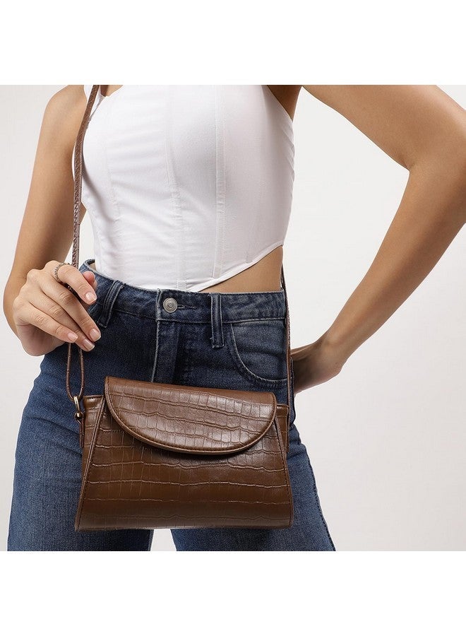 Fastrack Croco Textured Brunch Sling Bag for Women, Girls and Ladies | Ladies Purse Handbag | Slings for Casual Carry | Faux Leather Sling with Adjustable Sling Strap - Image 2