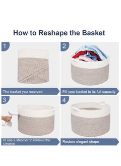 TYCOM Cotton Rope Basket Woven Baby Laundry Basket for Blankets Toys Storage Basket with Handle Comforter Cushions Storage Bins Thread Laundry Hamper Blanket Towels Home Storage Container  - Image 3