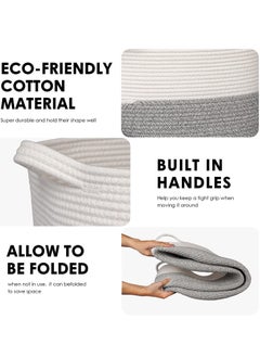 TYCOM Cotton Rope Basket Woven Baby Laundry Basket for Blankets Toys Storage Basket with Handle Comforter Cushions Storage Bins Thread Laundry Hamper Blanket Towels Home Storage Container  - Image 4